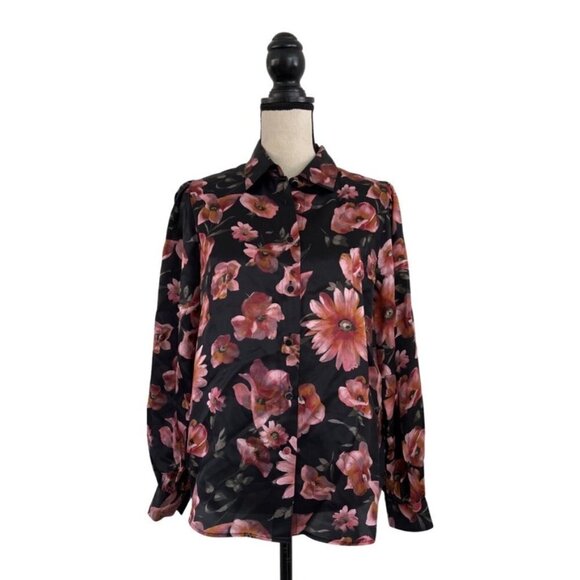 The Kooples pastel daisy print satin blouse size 2 / 02 - Picture 1 of 7